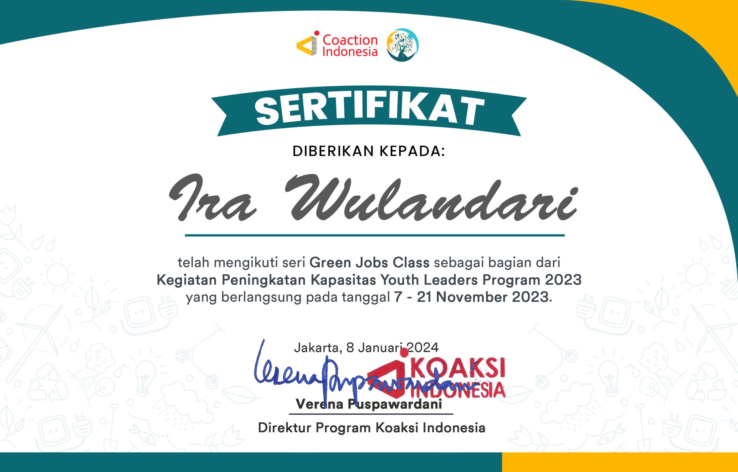 Sertifikat GJ CLASS Ira Wulandari