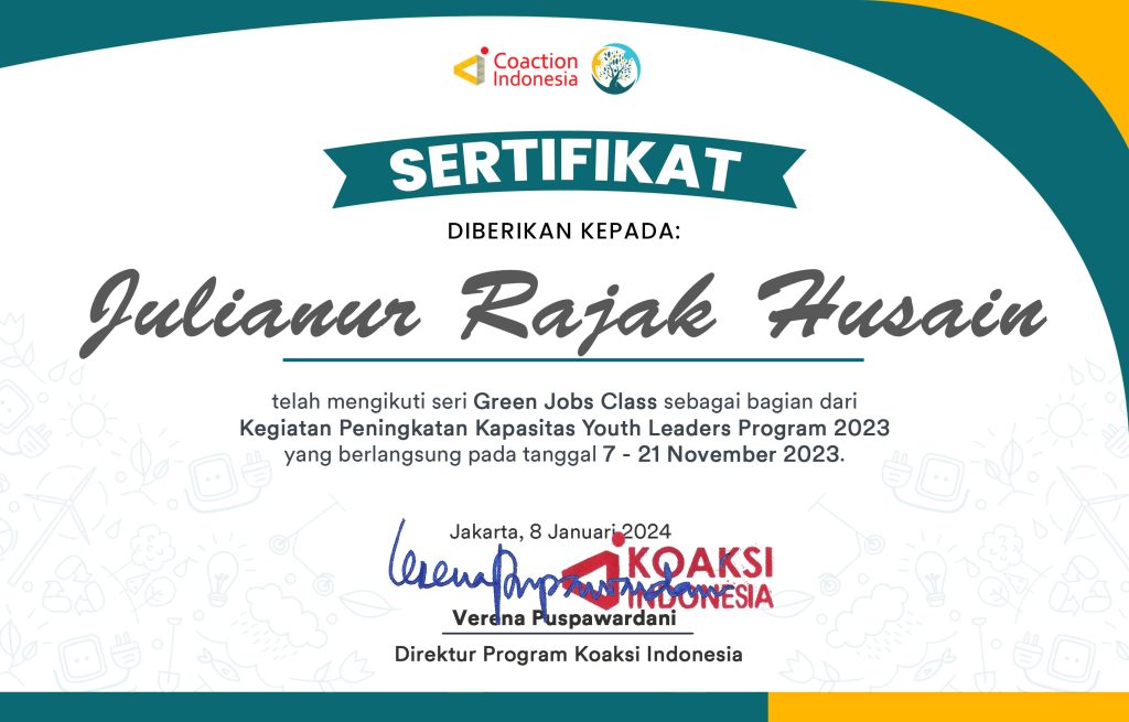 Sertifikat GJ CLASS Julianur Rajak Husain