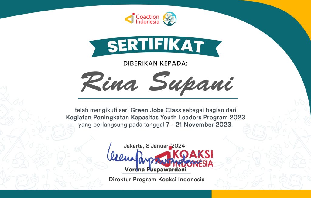 Sertifikat GJ CLASS Rina Supani