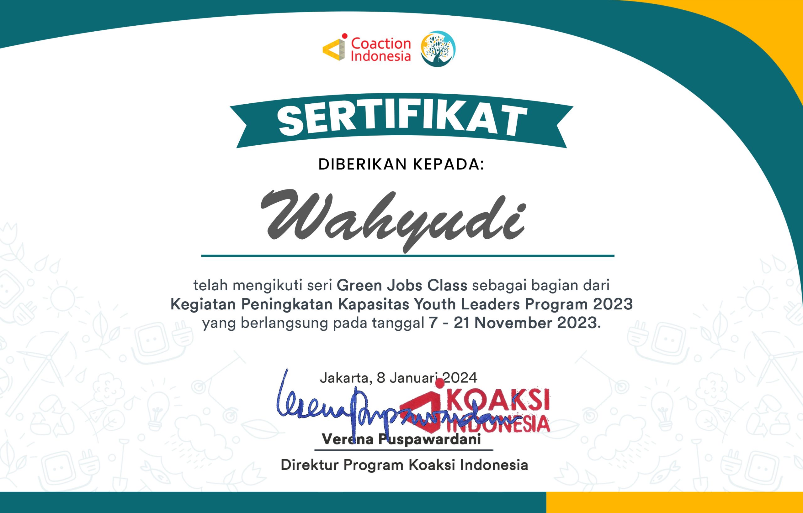 Sertifikat GJ CLASS Wahyudi